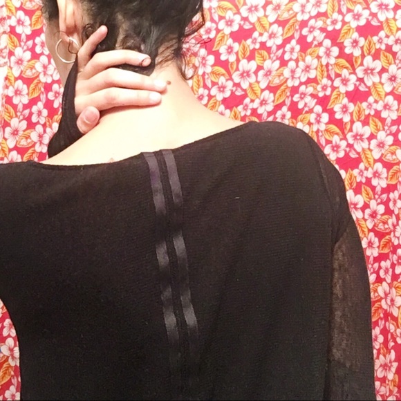 Half Sheer Tuxedo Style Scoop Neck Top. - Picture 2 of 3
